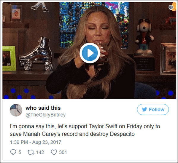 Sợ ’Despacito’ phá kỷ lục Billboard, fan Mariah Carey rủ nhau ủng hộ hit mới của Taylor Swift