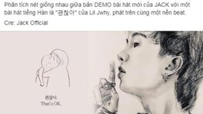 Trong một diễn biến khác, demo bài hát mới của JACK bị netizen phát hiện 'xài chung' beat nhạc với một ca khúc tiếng Hàn - '괜찮아' của Lil Jwhy