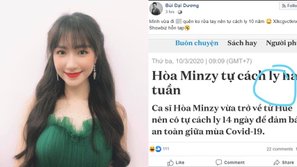 Nam MC VTV chế giễu Hòa Minzy 'làm màu' khi tự cách ly 14 ngày: sân si mà cứ nghĩ bản thân có duyên