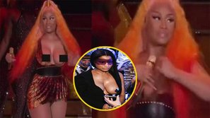 Khán giả sốc nặng khi thấy Nicki Minaj phơi nguyên vòng 1 ngoại cỡ ngay trước mắt