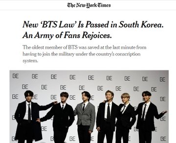 New 'BTS Law' Is Passed in South Korea. An Army of Fans Rejoices. - The New  York Times