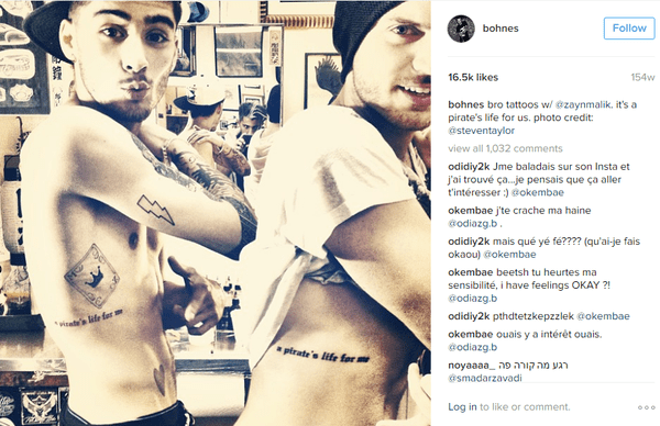 Zayn Malik và Alex DeLeon tatto