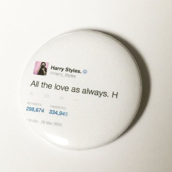 Huy hiệu in dòng Tweet của Harry Styles: 1,85 đô la