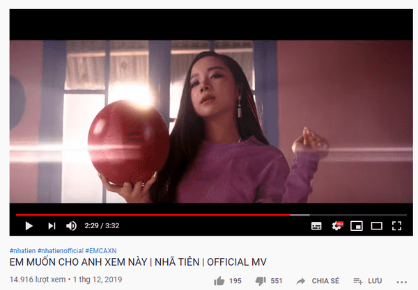 MV debut của Nhã Tiên lọt top mv bị dislike nhiều nhất vpop 2019