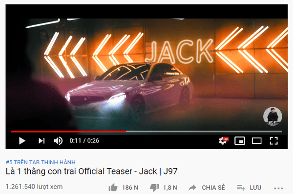 thành tích teaser MV mới của Jack