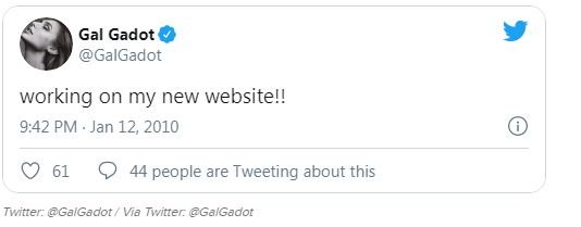 Gal Gadot hào hứng chia sẻ website mới của mình vào năm 2010