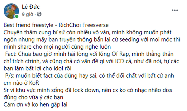 Á quân King Of Rap diss Quán quân, chửi chương trình là 'rác', hối hận vì không thi Rap Việt 1