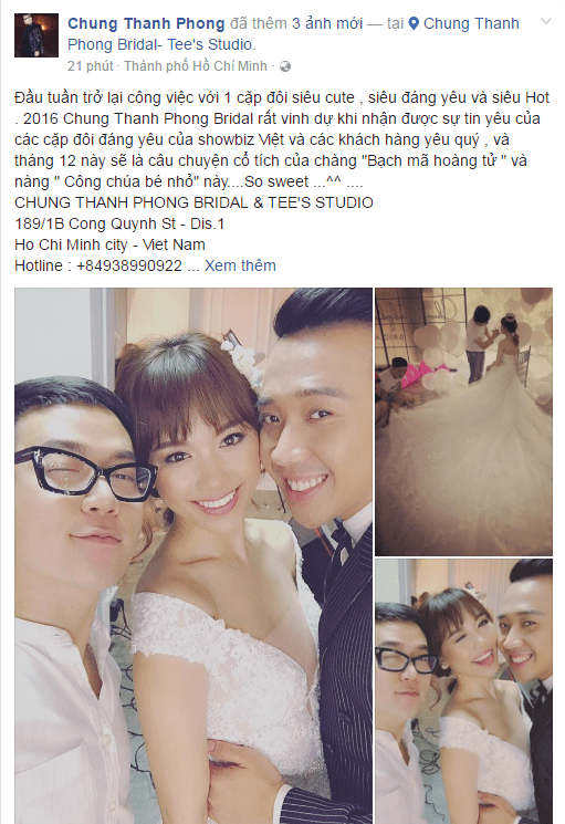 Trấn Thành và Hari Won chụp ảnh cưới