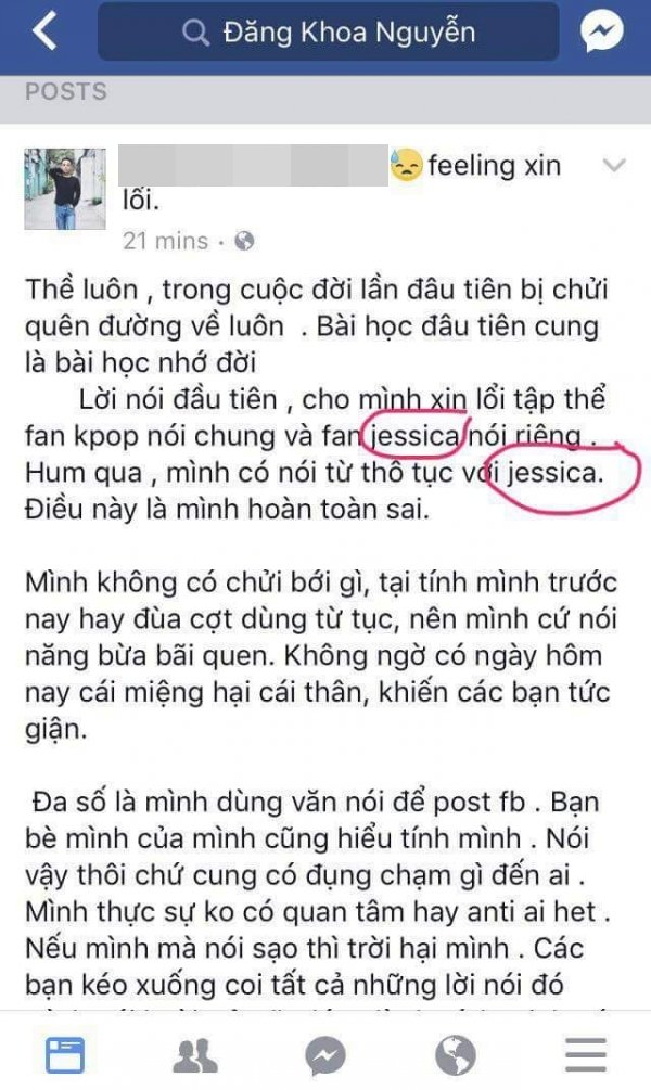 D.K.N xin lỗi Jessica và fan