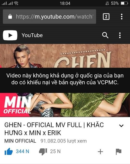 MV Ghen của Min dính bản quyền