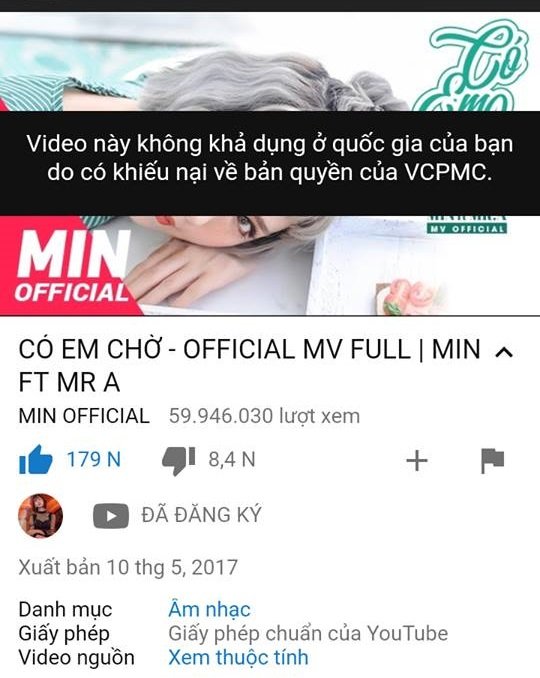 MV có em chờ bị xóa khỏi Youtube