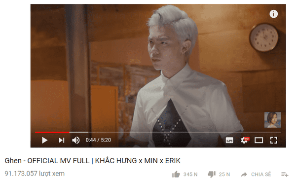 MV ghen của Min sắp sửa cán mốc 100 triệu view