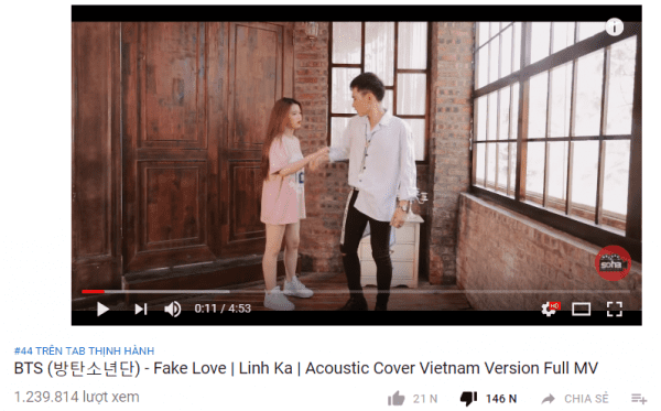 MV cover Fake Love của Linh Ka sau 3 ngày phát hành