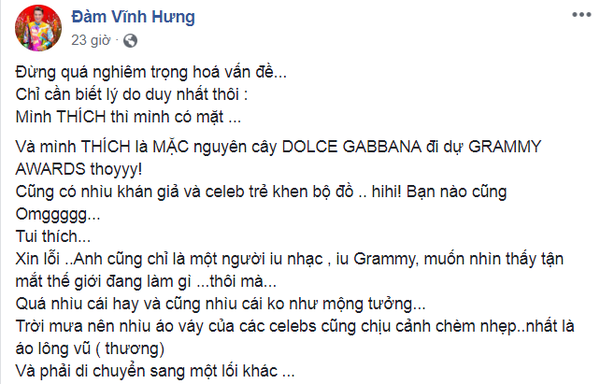 Sao Việt đi dự Grammy thì được tung hô ca ngợi, riêng Đàm Vĩnh Hưng thì bị chê lố lăng, quê mùa.